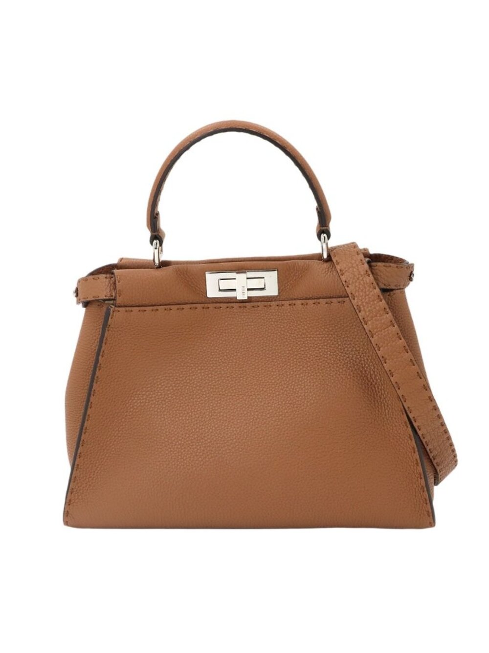 Fendi Selleria Peekaboo Regular 2-Way Bag Leather Brown
